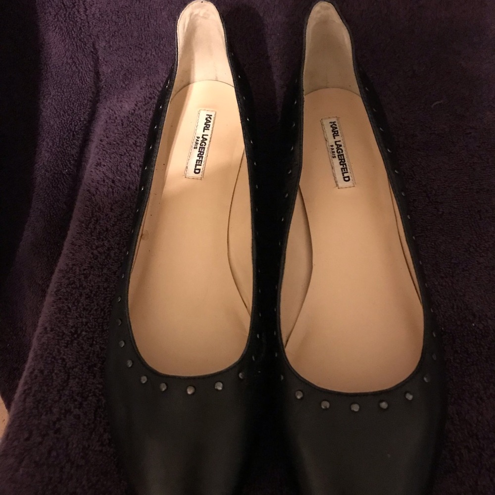 Karl Lagerfeld Leather Flats Shoes Size 9 - Picture 1 of 6